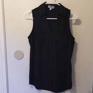 XS Black sleeveless button up shirt (express)